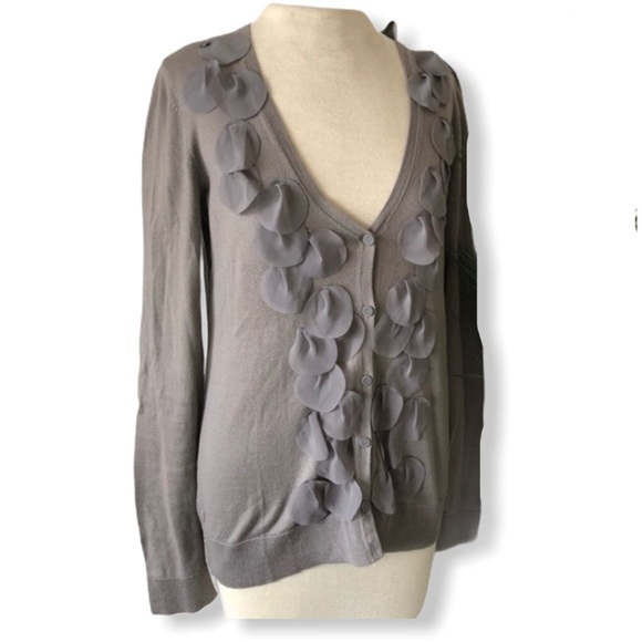 LOFT Sweaters - Taupe/Gray Ann Taylor Loft Cardigan W/ Shear